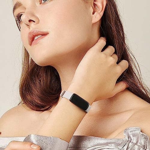 Vancle 4 Pack Bands Compatible with Fitbit Inspire 3 Bands for Women Men, Sport Silicone Adjustable Replacement Straps for Fitbit Inspire 3 Fitness Tracke (Milk Tea/Smoke Purple/Starlight/Pine Green)