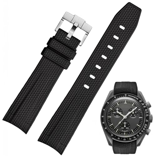 Nizonlaie Silicone Rubber Bands for Omega X Swatch Moonswatch Watch Strap 20mm Curved End Weave Style Premium Silicone Rubber Replacement Strap Women Men,for Omega Swatch Moonswatch Speedmaster