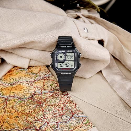 Casio Men's Classic Japanese-Quartz Watch with Resin Strap, Black, 21 (Model: AE1200WH-1A)