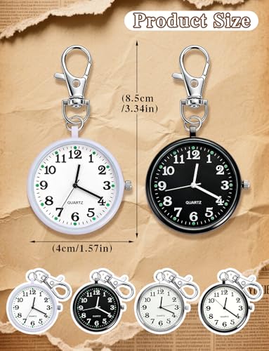 XJWWHZ 4Pcs Quartz Pocket Watch, Portable Watches with Keychain Outdoor