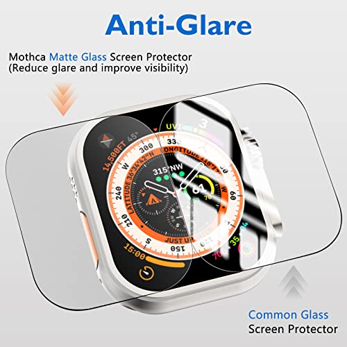 Mothca 2 Pack Tempered Glass Matte Screen Protector for Apple Watch Ultra 3 (2025) / Ultra 2 / Ultra (49mm) [Quick Fit Case] Auto-alignment HD Clear Touch Sensitive Anti-Scratch 9H Matte Glass Film