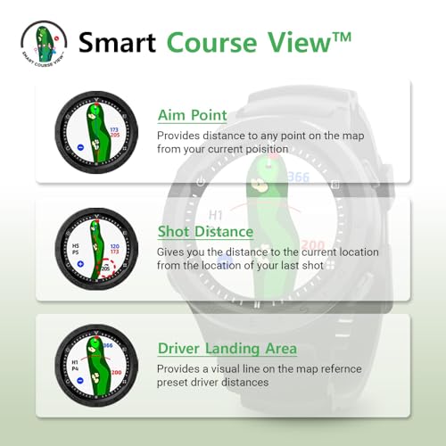 Voice Caddie A3 Golf Watch w/Green Undulation No Monthly Subscription 40k+ Preinstalled Courses Lightweight w/Slope Mode 1.3" Color Touchscreen Pin Reload Smart Green View Golf GPS & Fitness Mode BK