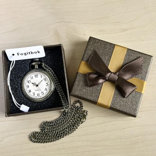 Fogitbok Vintage Pocket Watches for Men Womens Pocket Watch with Chain