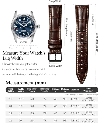 REZERO Leather Watch Bands for Men, Quick Release Watch Straps, Luxury Italian Alligator Grain Embossed Band Replacements 19mm 20mm 21mm 22mm