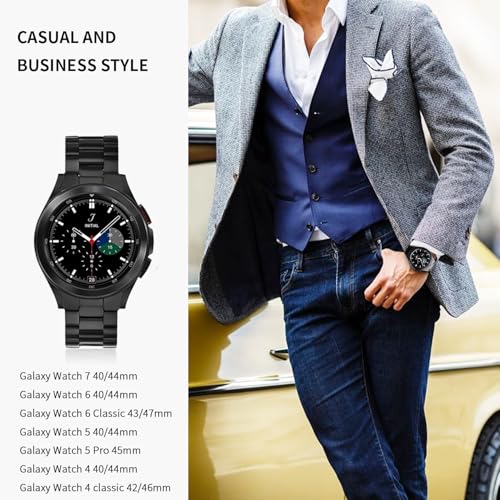GOLDTOLUCK No Gap Stainless Steel Band Compatible with Samsung Galaxy Watch 8 7 6 5 4 Classic FE Pro Ultra 40mm 44mm 46mm 43mm 47mm 45mm 42mm Replacement Men Women Milanese Metal Elegant Casual