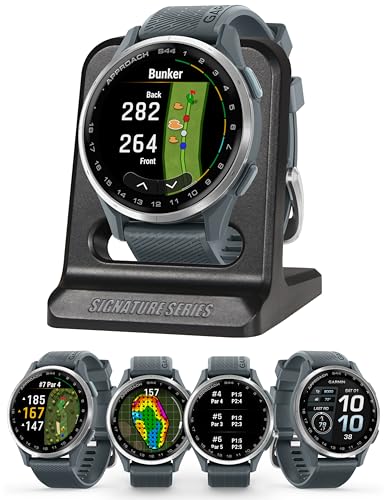 Garmin Approach S44 GPS Golf Smartwatch | Signature Series Modern Power Stand Bundle