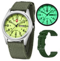 Gosasa Unisex Military Watches Sport Textile Nylon Strap Luminous Fashion Watch Analog Display Quartz Waterproof Casual Wristwatch (Green Luminous)