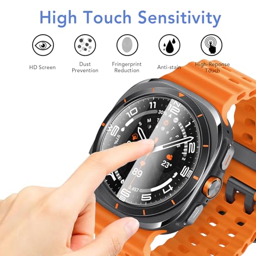 SPGUARD 2 Pack Samsung Galaxy Watch Ultra 47mm(2025/2024) Screen Protector,Auto-alignment Installation Kit Accessories Tempered Glass Screen Protector for ONLY Samsung Galaxy Watch Ultra 47mm(2025/2024)