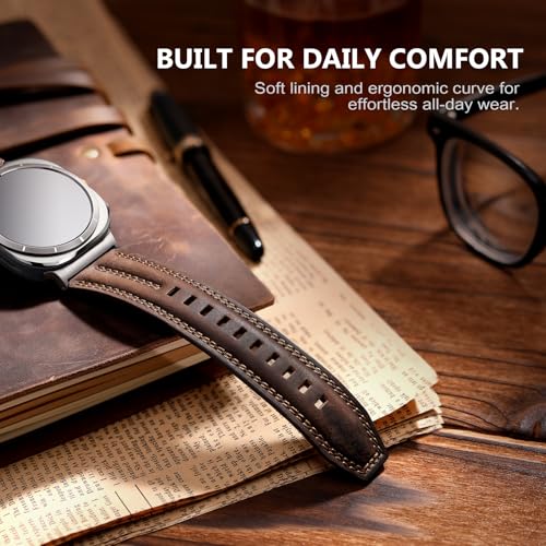 Tlselt Leather Band for Samsung Galaxy Watch Ultra 2/Ultra 47mm Men