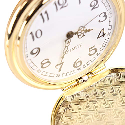 alladaga Set of 2 Classic Pocket Watch with Chain for Men and Women (Black Gold)