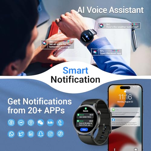 Fitpolo Smart Watch for Men Women,1.3" AMOLED Touchscreen Fitness Tracker, Make/Answer Calls, Heart Rate SpO2 Monitor, 3ATM Waterproof, Sleep & Activity Tracking Smartwatch for Android Phones iPhone