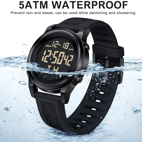 MONDISOLT Military Silver Waterproof Sports Wrist Watches for Men Digital Tactical Mens Sport Watches Waterproof Military