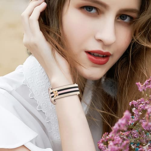 Designer Band with Charms Decor Compatible with Apple Watch Band 38mm 40mm 41mm 42mm 44mm 45mm 46mm 49mm Women Men, Stylish Silicone Sport Wristbands for iWatch Series 11 10 9 8 7 6 5 4 3 2 1 SE/3 Ultra 2/3