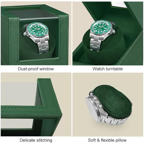 Single Automatic Watch Winder,Quiet Japanese Motor,Battery/AC Powered