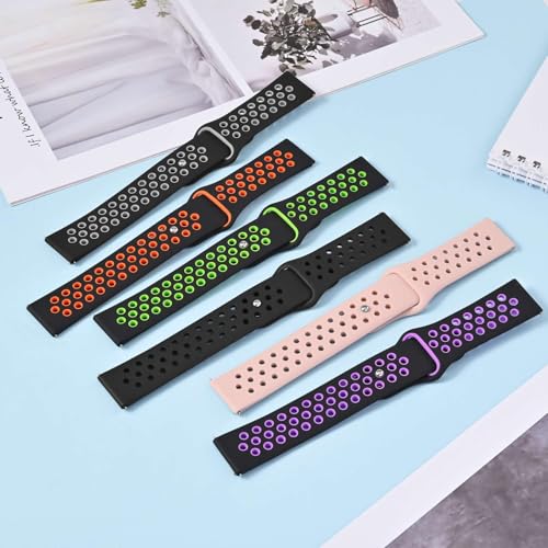 BISONSTRAP Watch Bands for Men and Women, Ventilated Silicone Watch Straps, Quick Release Sport Loop Band, 22mm, Black/Orange