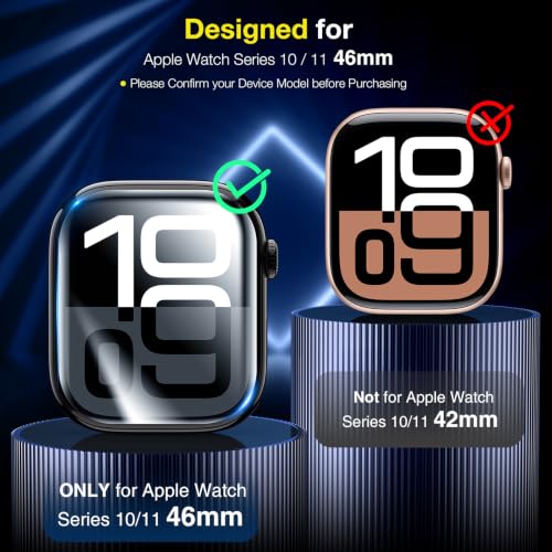 LK 6 Pack for Apple Watch Series 11 Screen Protector 46mm Series 10 [Flexible TPU Not Glass] Self-Healing, Max Coverage, Bubble Free, HD Clear Screen Protector for iWatch S11/S10 46mm, Anti-Scratch