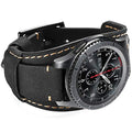 Hepsun Compatible with Samsung Galaxy Watch 7/6/5/4/Watch 42mm/Watch 3 41mm/Active 40mm/Active 2/Gear S2 Classic/Sport /Fossil Q Gazer/Ticwatch 2/Garmin Vivoactive 3 Bands, 20mm Vintage Cuff Genuine Leather Band Strap for Men Women (Black)