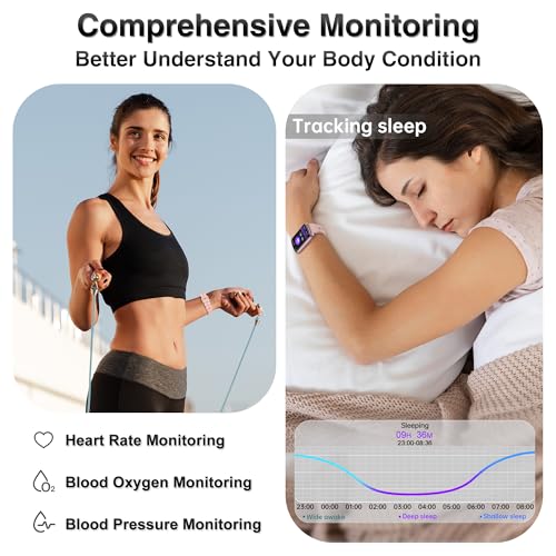 Fitness Tracker, Smart Watches for Women Men with 24/7 Heart Rate/Blood Pressure/Blood Oxygen Monitor, Sleep Tracker, Calories&Step Counter, IP68 Waterproof Health Activity Trackers for Android&iPhone