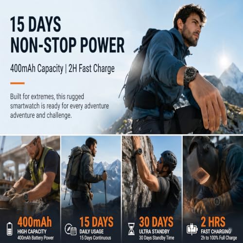 WalkerFit Smart Watch for Men (Answer/Make Call), 1.43" AMOLED 5ATM Waterproof Fitness Tracker with 178+ Sports Modes, Heart Rate/SpO2/Sleep Monitor, with Extra Silicone Band, for Android iPhone