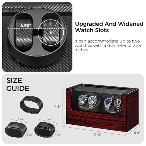 ANWBROAD Watch Winders For Automatic Watche, Automatic Watch Winder Box With Led Light, Watch Turner For Automatic, 4 Watch Rotator And Super Quiet Motor And 4 Rotation Mode, UJWW011Y