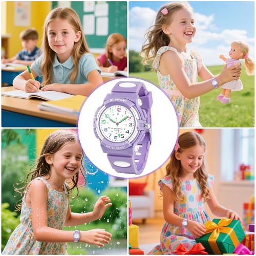 Juboos Kids Analog Watch, Childrens Waterproof Quartz Watch for 5-14 Years Old Boys Girls Time Teaching Sports Outdoor Wirstwatch