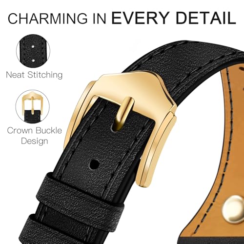 JR.DM Slim Leather Bands Compatible with Apple Watch Band 38mm 40mm 41mm 42mm 44mm 45mm 46mm 49mm, Genuine Leather Band with Charms, Feminine Design for Iwatch Ultra SE Series 11 10 9 8 7 6 5 4 3 2 1