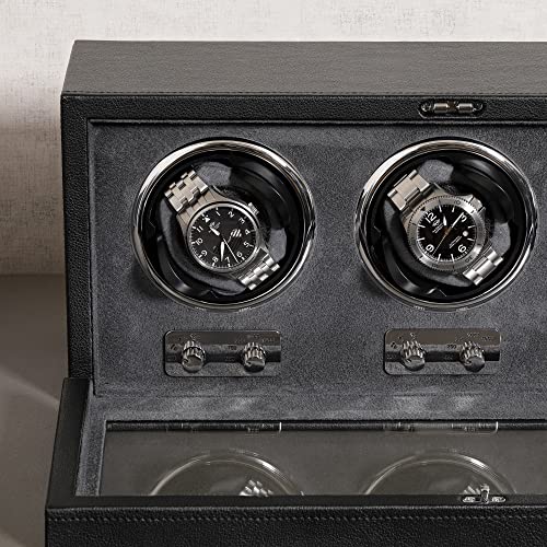 ROTHWELL Triple Watch Winder for Automatic Watches with Quiet Motor with Multiple Speeds and Rotation Settings (Black/Grey)
