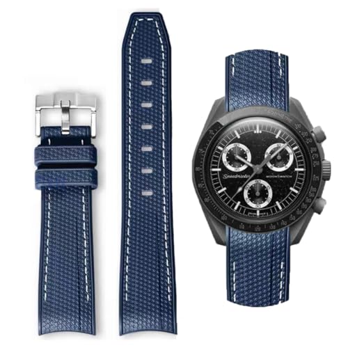 HEYOZURY Watch Bands for Omega X Swatch Moonswatch Watch 20mm Curved Rubber Strap Silicone Watch Band Men Women Replacement Bracelet Omega MoonSwatch Speedmaster No Gap Strap