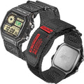 HEMSUT 18mm Quick Release Nylon Watch Band for G-Shock Compatible with Casio G-Shock AE/F/W Series (AE-1200, F-91W, W-735H, DW-H5600), Super Rugged Military Style Replacement Strap (Premium Seatbelt Nylon)