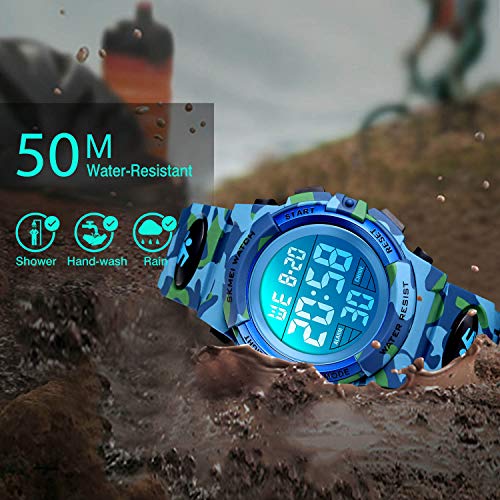 cofuo Kids Digital Watch for Boys Girls, Boys Watches Ages 3-17,Sport Outdoor Watch for Kid,50M Waterproof Analog Multifunctional Chronograph LED Alarm Stopwatch Silicone Band,Kids Gift