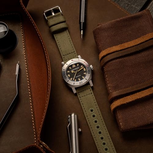 Archer Watch Straps - Canvas Quick Release Watch Bands (Faded Olive, 20mm)