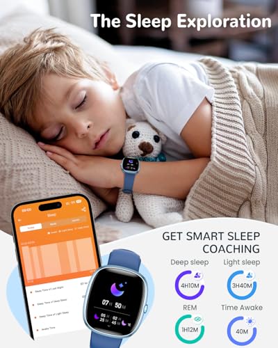 Smart Watch for Kids Girls Gift: No APP No Phone Needed Watch with Heart Rate Sleep Monitor Pedometer, Music Player, Alarm Clock & Timer, 20 Games, Camera-Birthday Gifts for 4-16 Year Olds Boys Blue