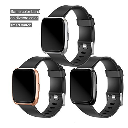 Wepro Band Compatible with Fitbit Versa 2 Bands for Women Men, Soft Band Compatible with Fitbit Versa Bands, Sport Waterproof Breathable Replacement Wristband Strap for Versa Lite, Large, Black, 1 Pack