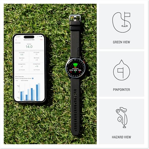 Garmin Approach® S44, Essential Golf GPS Smartwatch, AMOLED Display, On-Course Features, Silver Aluminum Bezel with Twilight Silicone Band