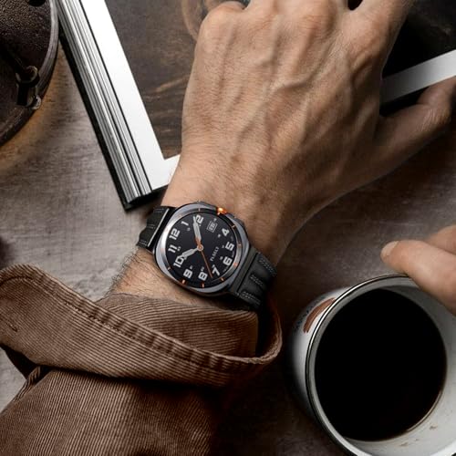 Tlselt Leather Band Compatible with Samsung Galaxy Watch Ultra 47mm(2025/2024), Genuine Leather Rugged Durable Classic Vintage Handcrafted Outdoor Business Travel Gift Samsung Watch Strap for Men