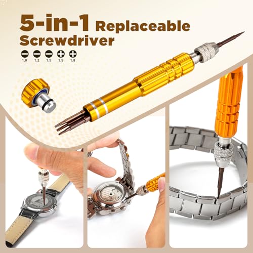 Eventronic Watch Repair Kit, Watch Link Removal Kit, Watch Battery Replacement Tool Kit, Watch Tool Kit with Carrying Case for Battery Replacement and Strap Disassemble, Watch Band Pin Tool