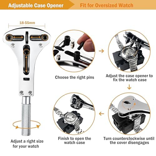 EasyTime Watch Repair Tool Kit for Watch Link Removal and Battery Replacement, 149 PCS Watch Back Remover for DIY Beginners Professional Collectors with Case and Instructions