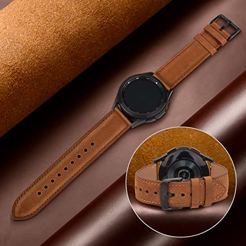 20mm Leather Band for Timex Expedition Bands, Soft Leather Replacement Band for Timex Men's Expedition Scout 40mm 43mm/Expedition Acadia 40mm/Digital CAT 39mm/Field 43mm/Rugged Core Analog Watch (Brown)