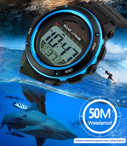 MASTOP Solar Watch Neutral LED Digital Watch Military Waterproof Sports Watch Black