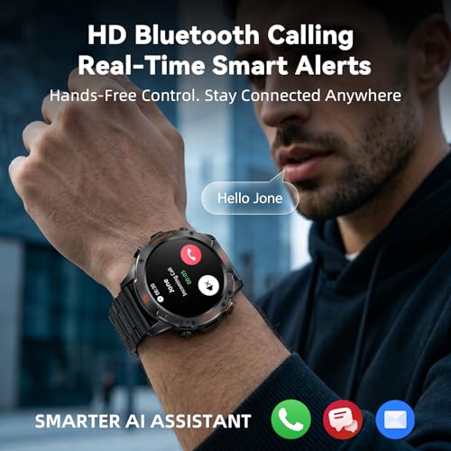 WalkerFit Smart Watch for Men (Answer/Make Call), 1.43" AMOLED 5ATM Waterproof Fitness Tracker with 178+ Sports Modes, Heart Rate/SpO2/Sleep Monitor, with Extra Silicone Band, for Android iPhone