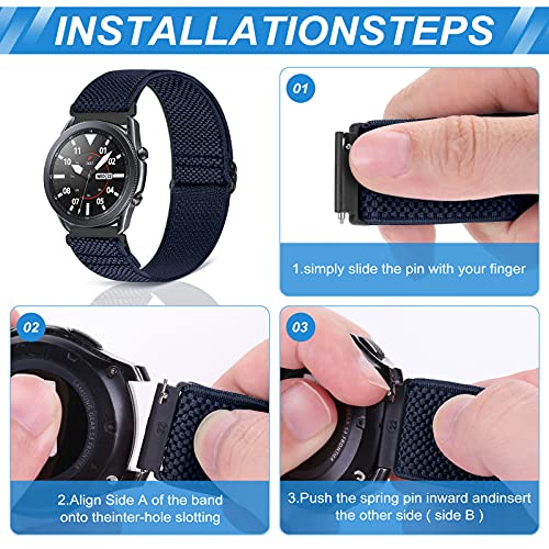 Relting 22mm Width Watch Lugs Band Compatible with Garmin Venu 4 45 mm/3 45 mm/Venu 2/Forerunner 265/255/Amazfit Bip 6/Bip 5 Quick Release Adjustable Stretchy Nylon Sport Elastic Bands for Men Women
