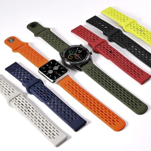 WOCCI 22mm Breathable Hollow Silicone Watch Band, Quick Release, Replacement Strap for Men and Women (Green)