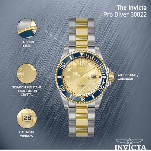 Invicta Men's Pro Diver Quartz Watch, Two Tone, 30022
