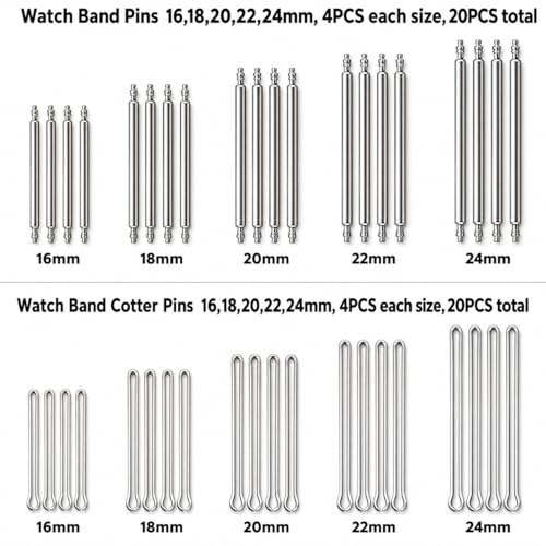 EFIXTK Watch Link Removal Kit, Watch Band Tool for Watch Bracelet Resizing,Adjustment -Watch Strap Pins Repair,Fixing,Replacement Set with 20 Spring Bars,20 Watch Cotter Pins