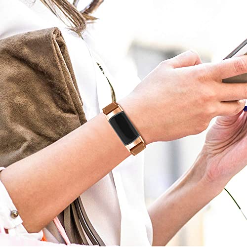 Mtozon Leather Bands Compatible with Fitbit Charge 6/Charge 5, Replacement Genuine Leather Straps for Women Men, Brown