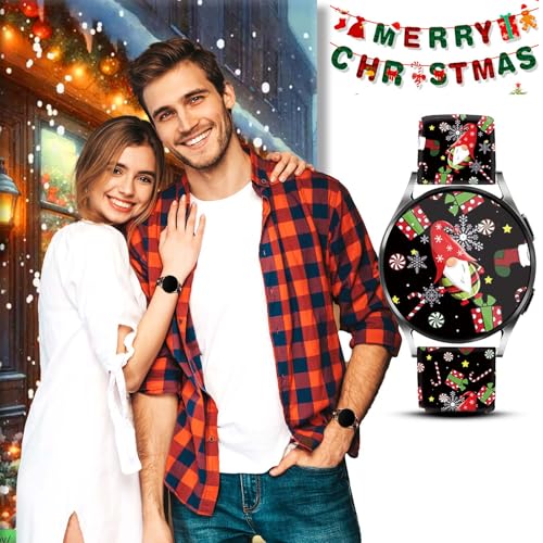 AYCQ 20mm Christmas Gnome Watch Band Compatible with SamsungGalaxy Watch 7/6/5/4 40mm 44mm/Watch 6 Classic 43mm 47mm/Watch 5 Pro 45mm/Watch 4 Classic/Active 2 Holiday Smartwatch Replacement Band