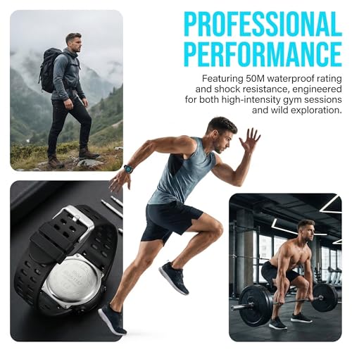 LYMFHCH Men's Digital Watch, Sports Waterproof Military Watches for Men LED Casual Stopwatch Alarm Tactical Army Watch