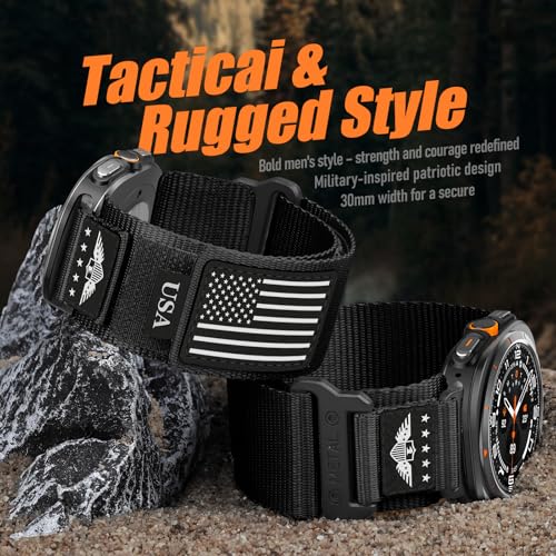 Rugged Nylon Band for Galaxy Watch Ultra Bands 47mm (2025/2024) for Men Women,One Click No Gap Fabric Woven Wristbands Adjustable Sport Strap for Samsung Galaxy Watch Ultra Band 47 mm for Man,L