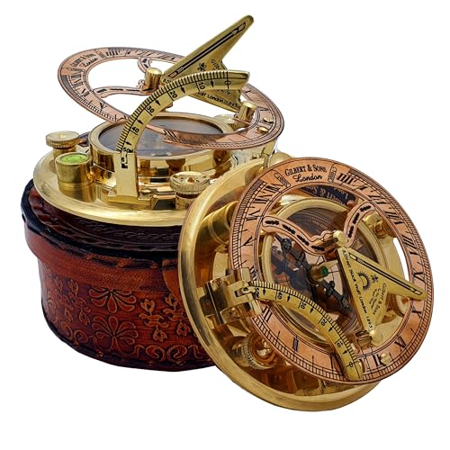 NETAEX Antique Brass & Copper Sundial Compass, Gift Sun Clock Ship Replica Watch Brass Compass Gift for Men - Nautical Gifts for Men, Best Anniversary Vintage Gifts