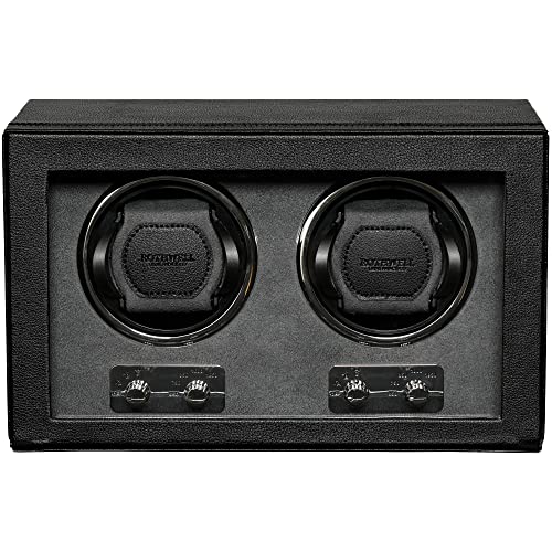 ROTHWELL Double Watch Winder for Automatic Watches with Quiet Motor with Multiple Speeds and Rotation Settings (Black/Grey)